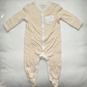 NWT MORI Beige Striped Baby Footie, 0-3 months